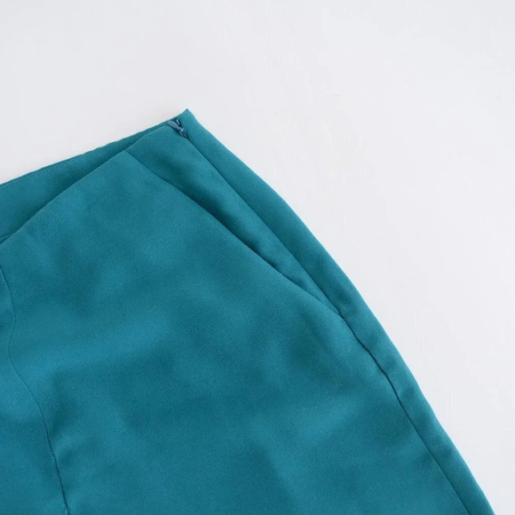 Aritzia Babaton Teal Jax Pencil Skirt with Front Back Slits Size 2 - Picture 6 of 11